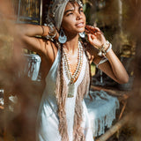 Off - White Boho Tribal Bohemian Dress Entirely Handmade - AYA SW IDR