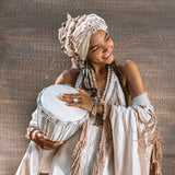 Off - White Boho Tribal Bohemian Dress Entirely Handmade - AYA SW IDR