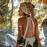 Off - White Boho Tribal Bohemian Dress Entirely Handmade - AYA SW IDR