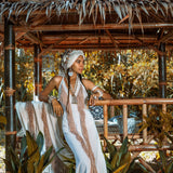 Off - White Boho Tribal Bohemian Dress Entirely Handmade - AYA SW IDR