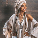 Off - White Boho Tribal Bohemian Dress Entirely Handmade - AYA SW IDR