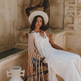 Off - White Calypso Dress • Sexy Open Macrame Back Dress • Organic Stylish Dress - AYA SW IDR