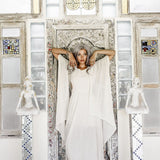 Off - White Cotton Boho Kimono Cover - up • Bridal Cape • Poncho Robe - AYA SW IDR