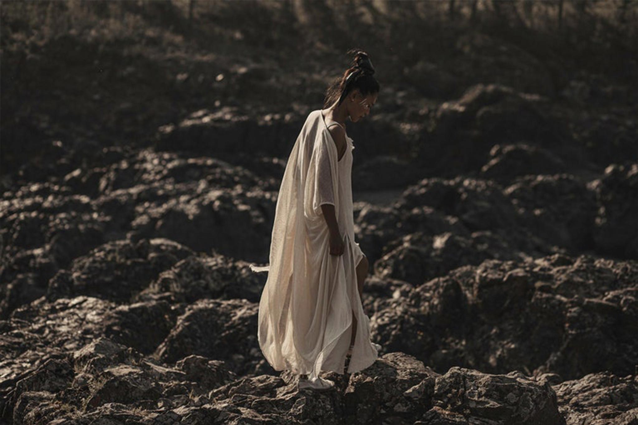 Off - White Cotton Boho Kimono Cover - up • Bridal Cape • Poncho Robe - AYA SW IDR