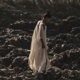 Off - White Cotton Boho Kimono Cover - up • Bridal Cape • Poncho Robe - AYA SW IDR