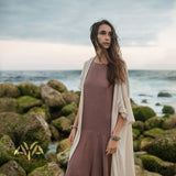 Off - White Cotton Boho Kimono Cover - up • Bridal Cape • Poncho Robe - AYA SW IDR