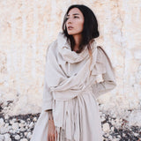 Off - White Cotton Long Boho Shawl - Scarf - AYA SW IDR