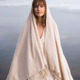 Off - White Cotton Long Boho Shawl - Scarf - AYA SW IDR