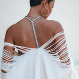 Off - White Cotton Poncho Cape • Organic Tribal Kimono Cover Up - AYA SW IDR