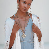 Off - White Cotton Poncho Cape • Organic Tribal Kimono Cover Up - AYA SW IDR