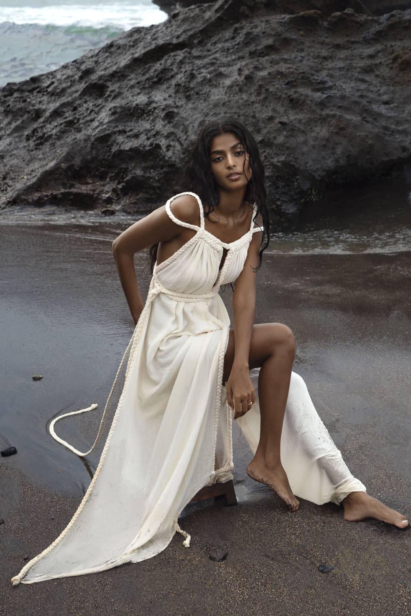 Off-White Greek Goddess Boho Wedding Dress