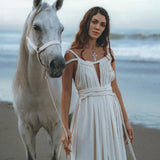 Off - White Greek Goddess Boho Wedding Dress - AYA SW IDR