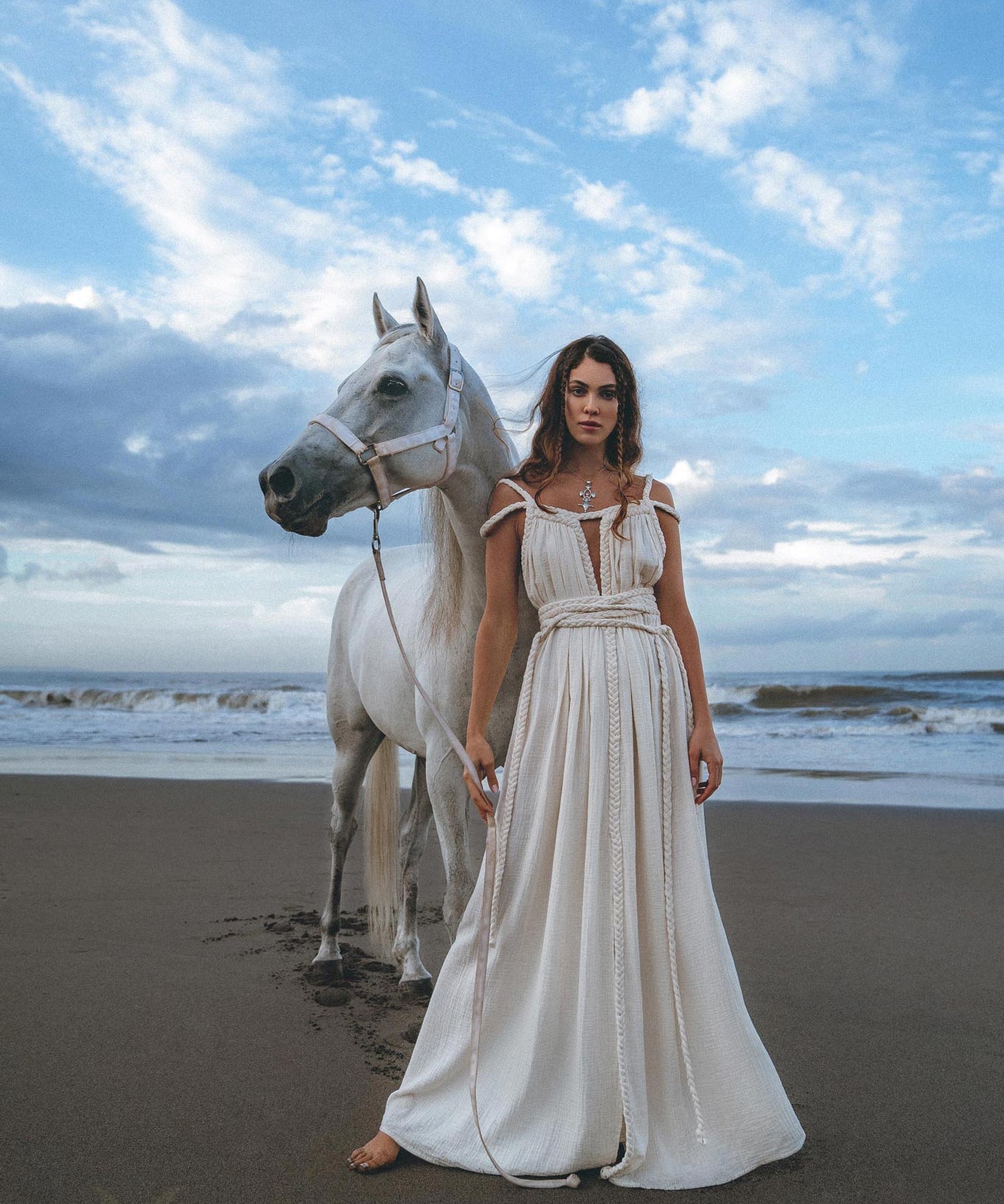 Off - White Greek Goddess Boho Wedding Dress - AYA SW IDR