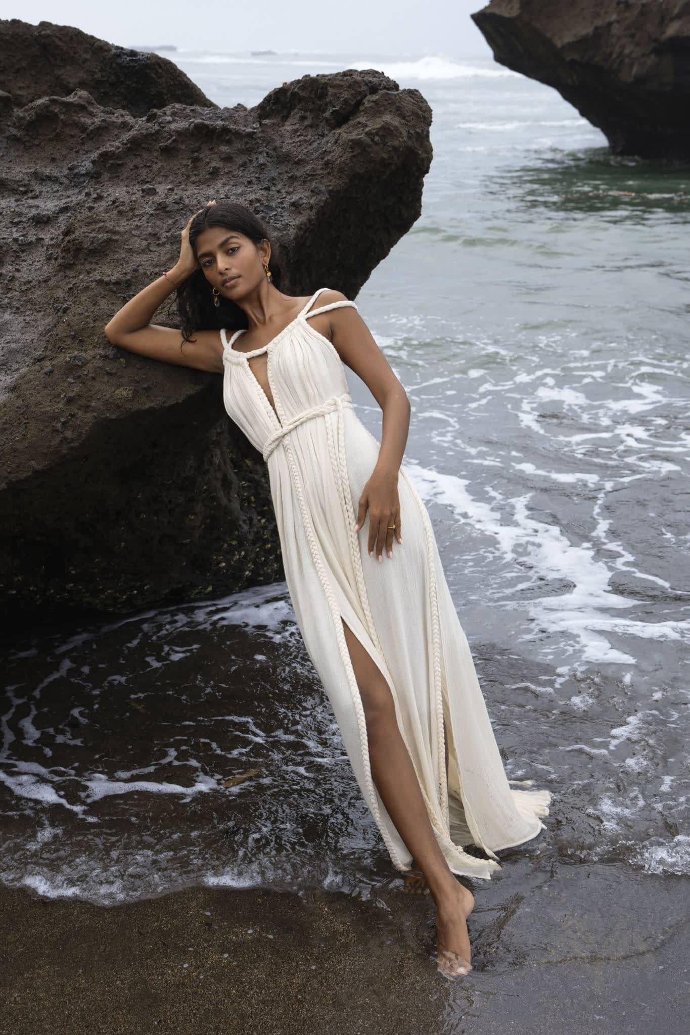 Off - White Greek Goddess Boho Wedding Dress - AYA SW IDR