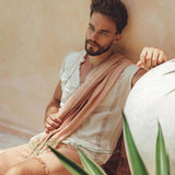 Off - White Handwoven Bohemian Tee T-shirt for Men - AYA SW IDR