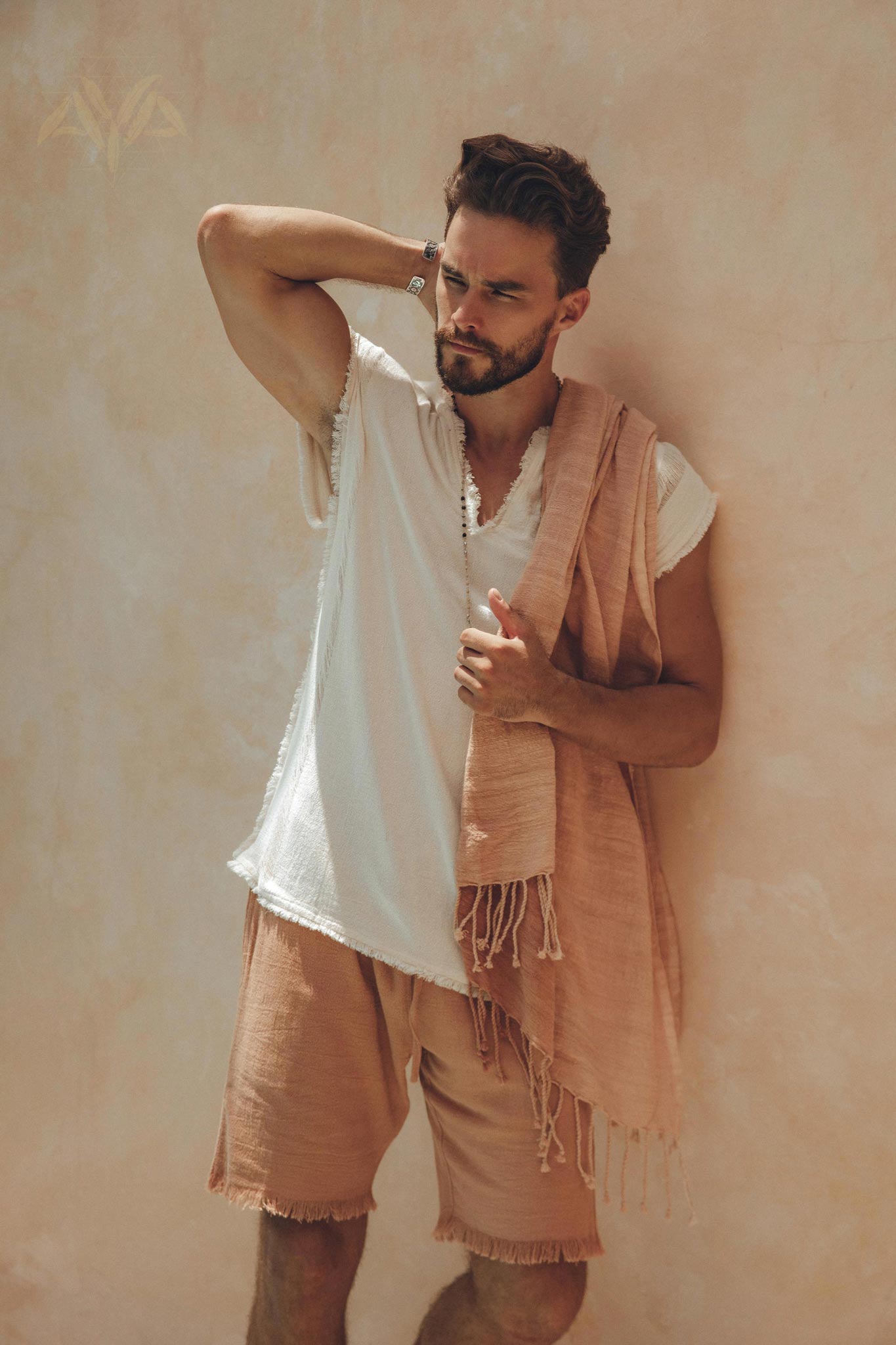 Off - White Handwoven Bohemian Tee T-shirt for Men - AYA SW IDR