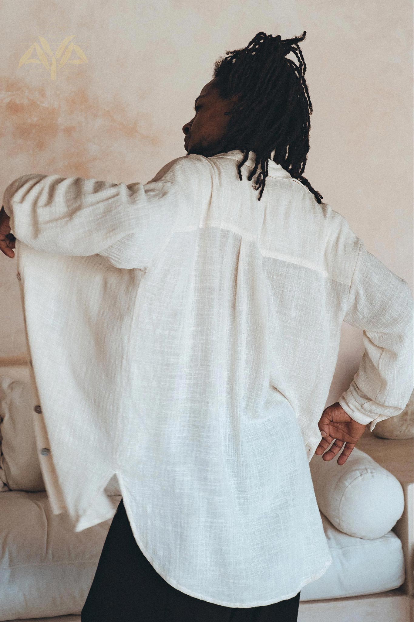 Off - White Handwoven Cotton Oversized Shirt for Men - AYA SW IDR