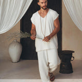 Off - White Handwoven Cotton Pants for Men - AYA SW IDR