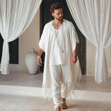 Off - White Handwoven Cotton Pants for Men - AYA SW IDR