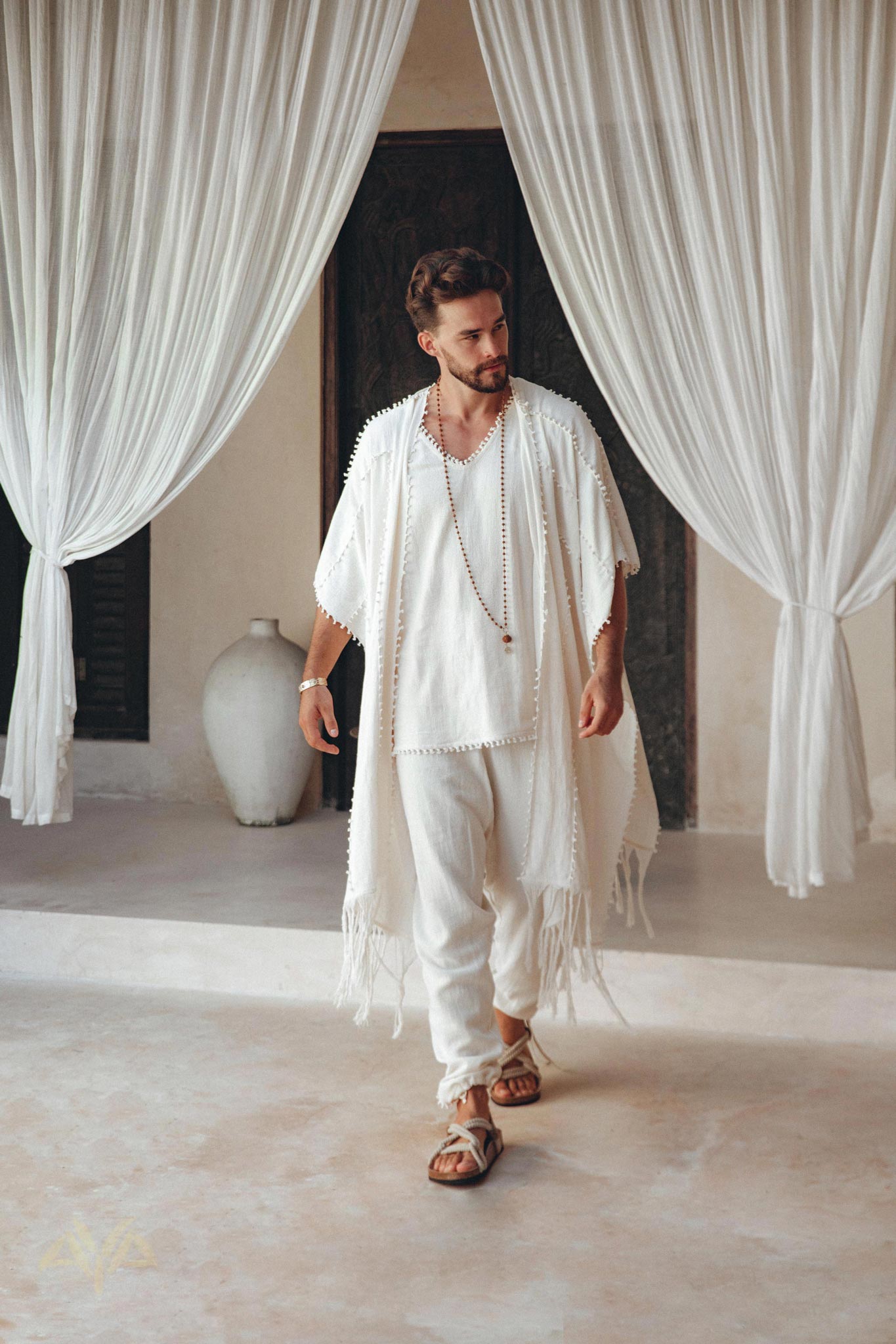 Off - White Handwoven Cotton Pants for Men - AYA SW IDR