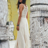 Off - White Handwoven Wrap Maxi Dress with Hand Loomed Back - AYA SW IDR