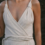 Off - White Handwoven Wrap Maxi Dress with Hand Loomed Back - AYA SW IDR