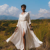 Off White Kannika Shirt Dress • Multiway Organic Wedding Dress • Wrap Button Down Dress - AYA SW IDR