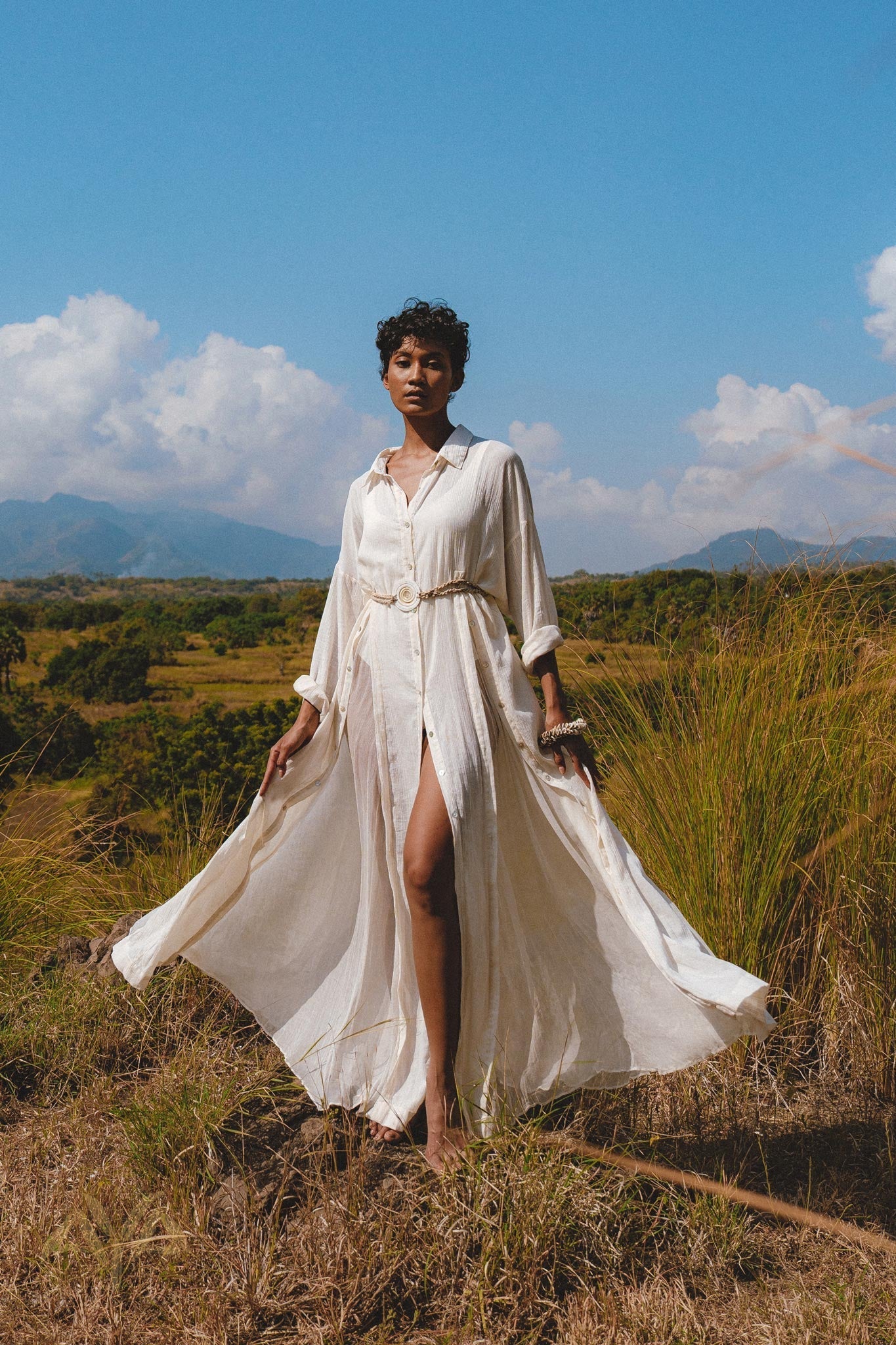 Off White Kannika Shirt Dress • Multiway Organic Wedding Dress • Wrap Button Down Dress - AYA SW IDR