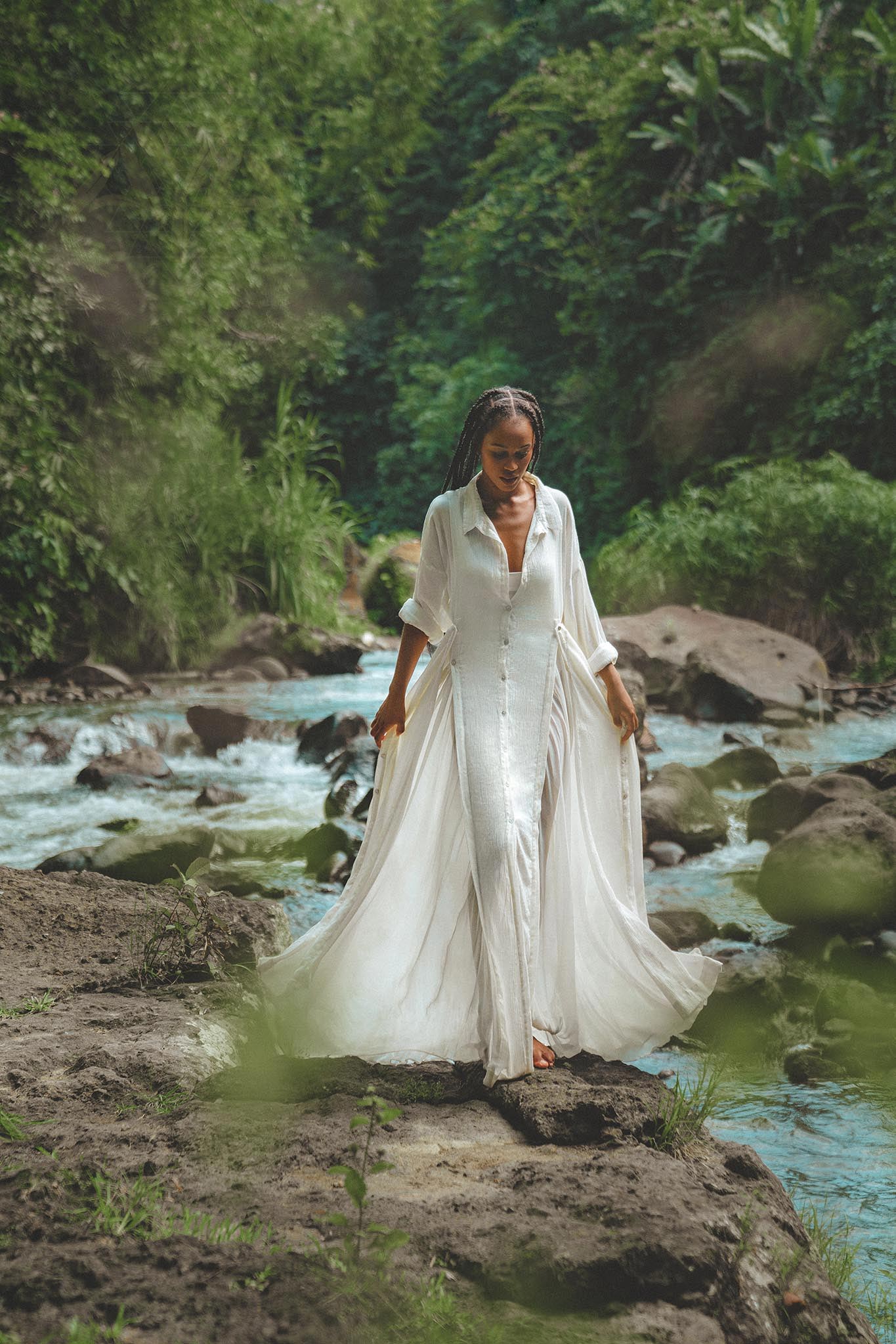 Off White Kannika Shirt Dress • Multiway Organic Wedding Dress • Wrap Button Down Dress - AYA SW IDR