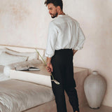 Off - White Linen Classic Minimalist Shirt for Men - AYA SW IDR