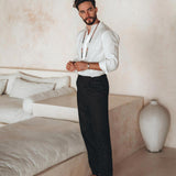 Off - White Linen Classic Minimalist Shirt for Men - AYA SW IDR