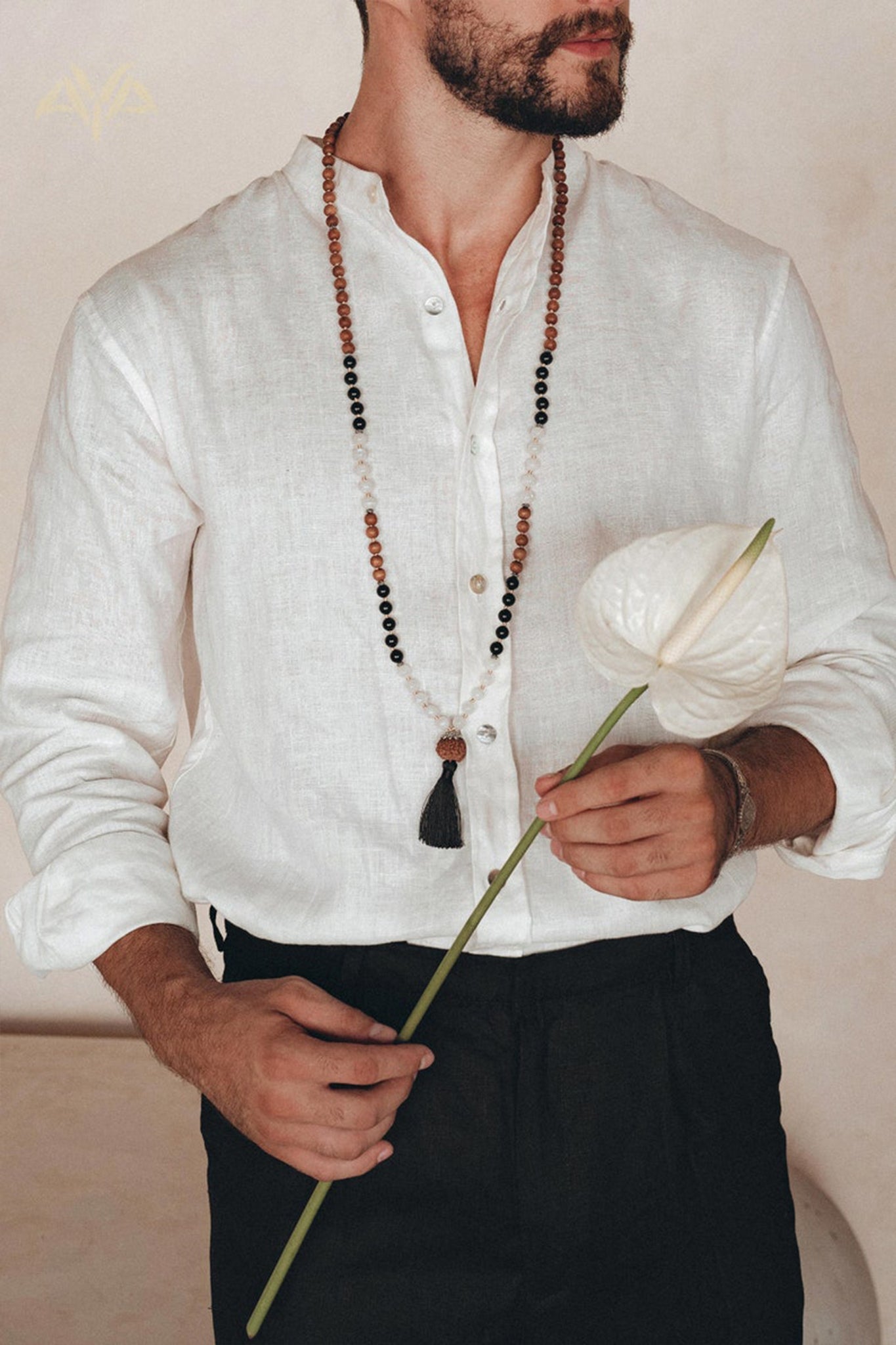 Off - White Linen Classic Minimalist Shirt for Men - AYA SW IDR