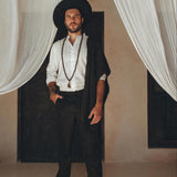 Off - White Linen Shirt for Men with Handmade Braids - AYA SW IDR