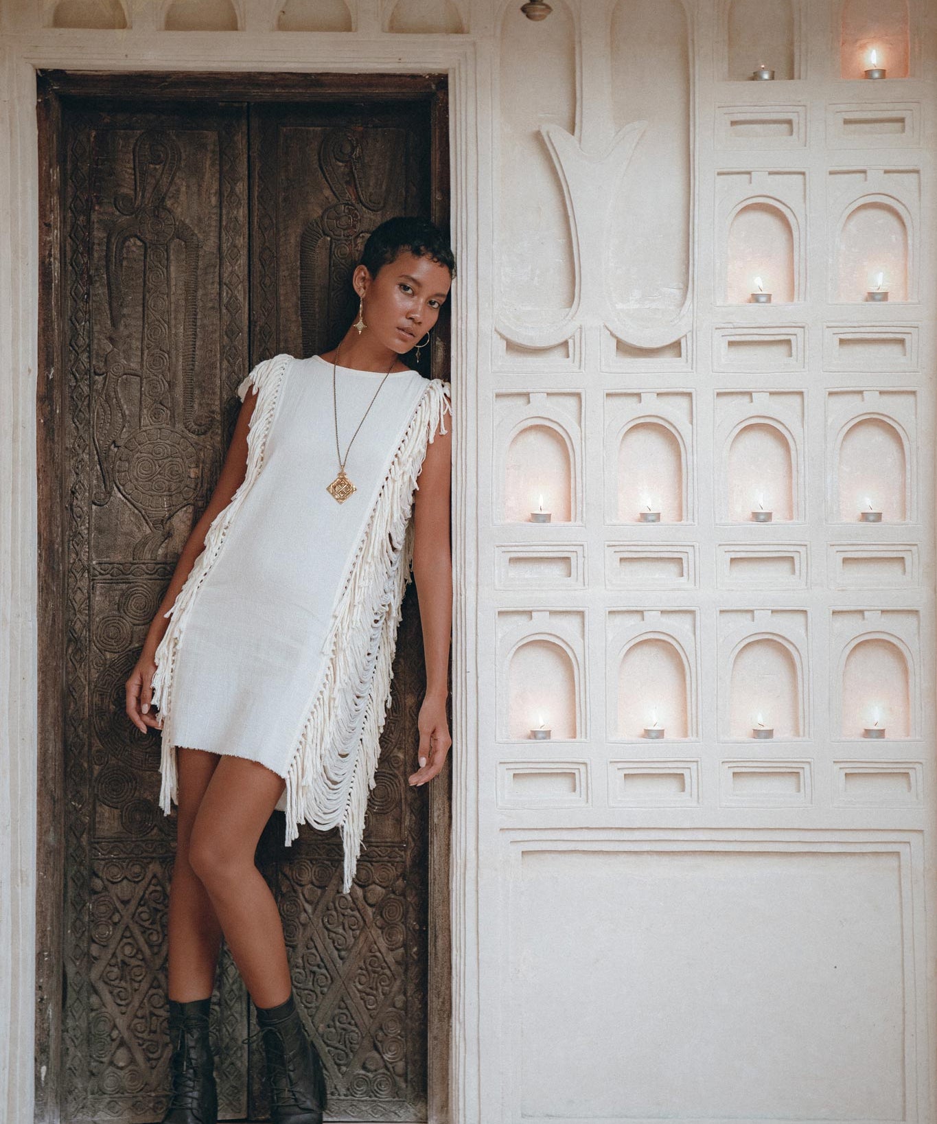Off - White Mini Dress • Sleeveless Open Sides Dress • Ladders Sides Dress - AYA SW IDR