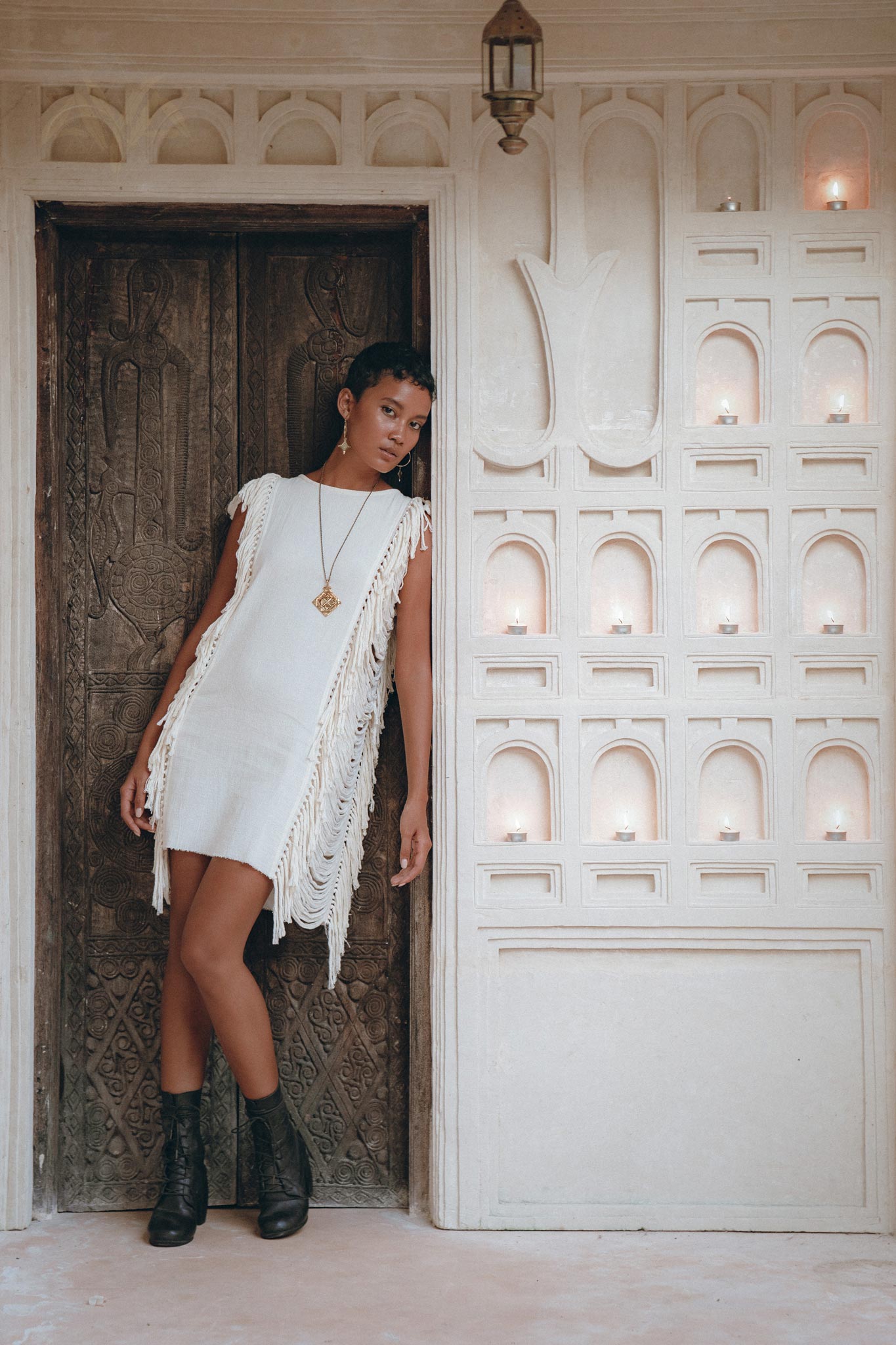 Off - White Mini Dress • Sleeveless Open Sides Dress • Ladders Sides Dress - AYA SW IDR