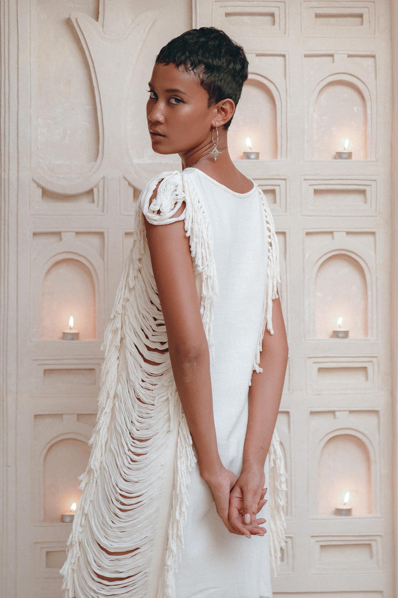 Off - White Mini Dress • Sleeveless Open Sides Dress • Ladders Sides Dress - AYA SW IDR