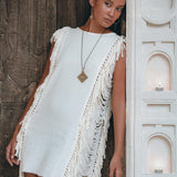 Off - White Mini Dress • Sleeveless Open Sides Dress • Ladders Sides Dress - AYA SW IDR