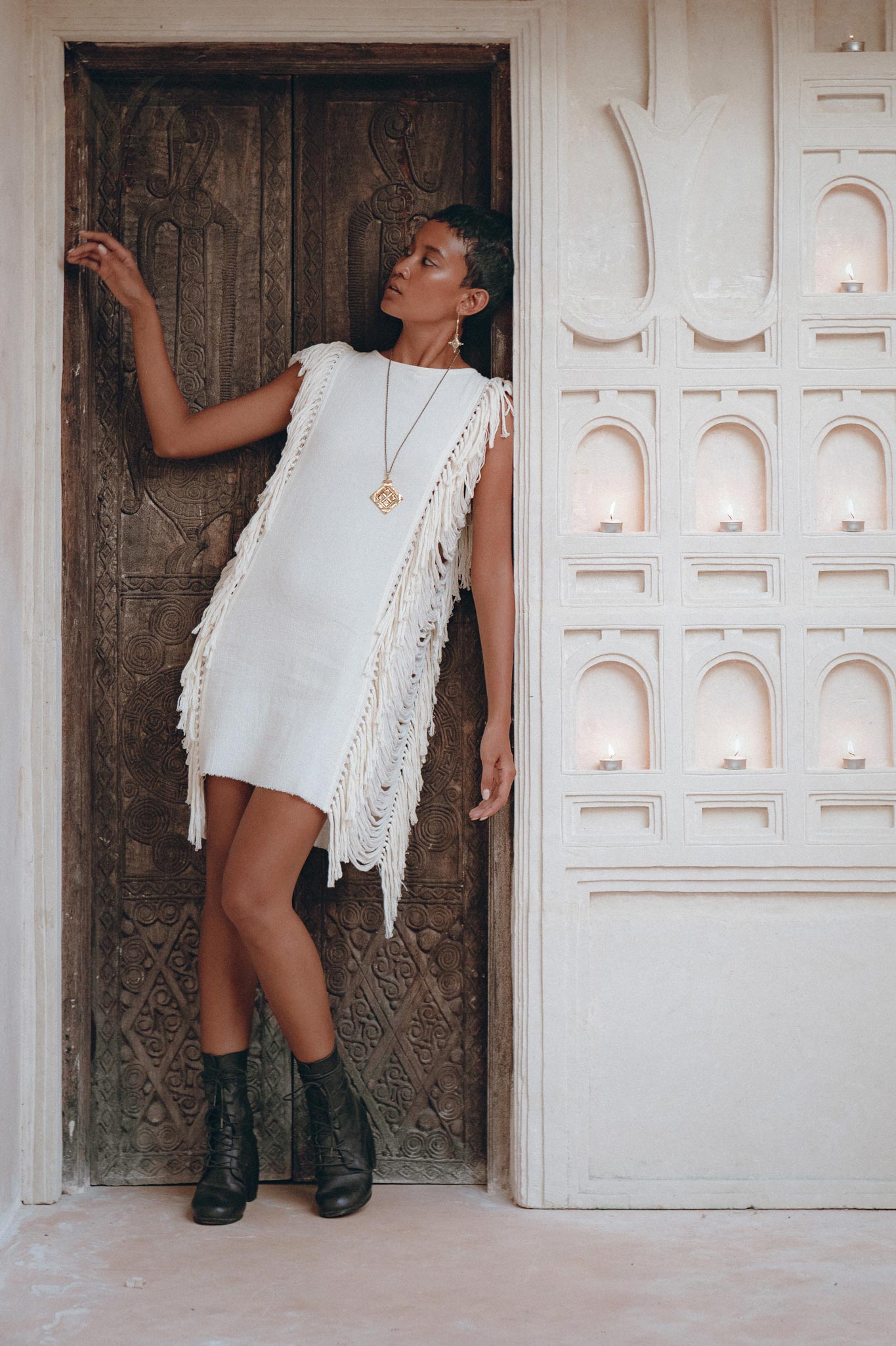 Off - White Mini Dress • Sleeveless Open Sides Dress • Ladders Sides Dress - AYA SW IDR