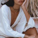 Off - White Mini Elegant Jumpsuit • Bohemian Beach Cocktail Romper - AYA SW IDR