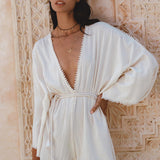 Off - White Mini Elegant Jumpsuit • Bohemian Beach Cocktail Romper - AYA SW IDR