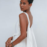 Off - White Multiway Macrame Belted Dress • Boho Beach Wedding Dress - AYA SW IDR