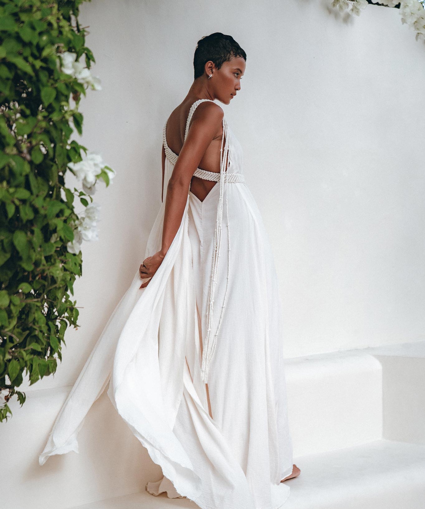 Off - White Multiway Macrame Belted Dress • Boho Beach Wedding Dress - AYA SW IDR