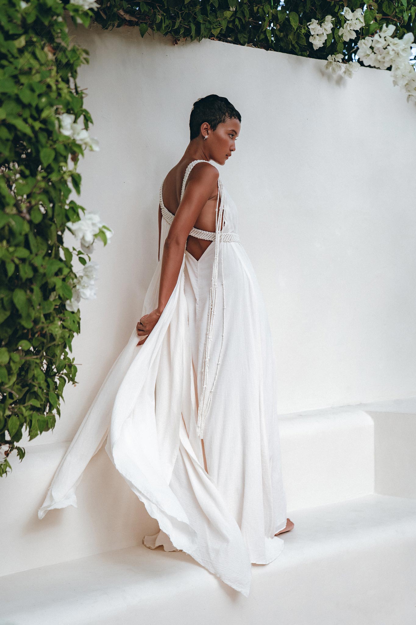 white boho beach wedding dress Off