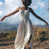 Off - White Organic Cotton Bohemian Dress • Simple Wedding Dress - AYA SW IDR
