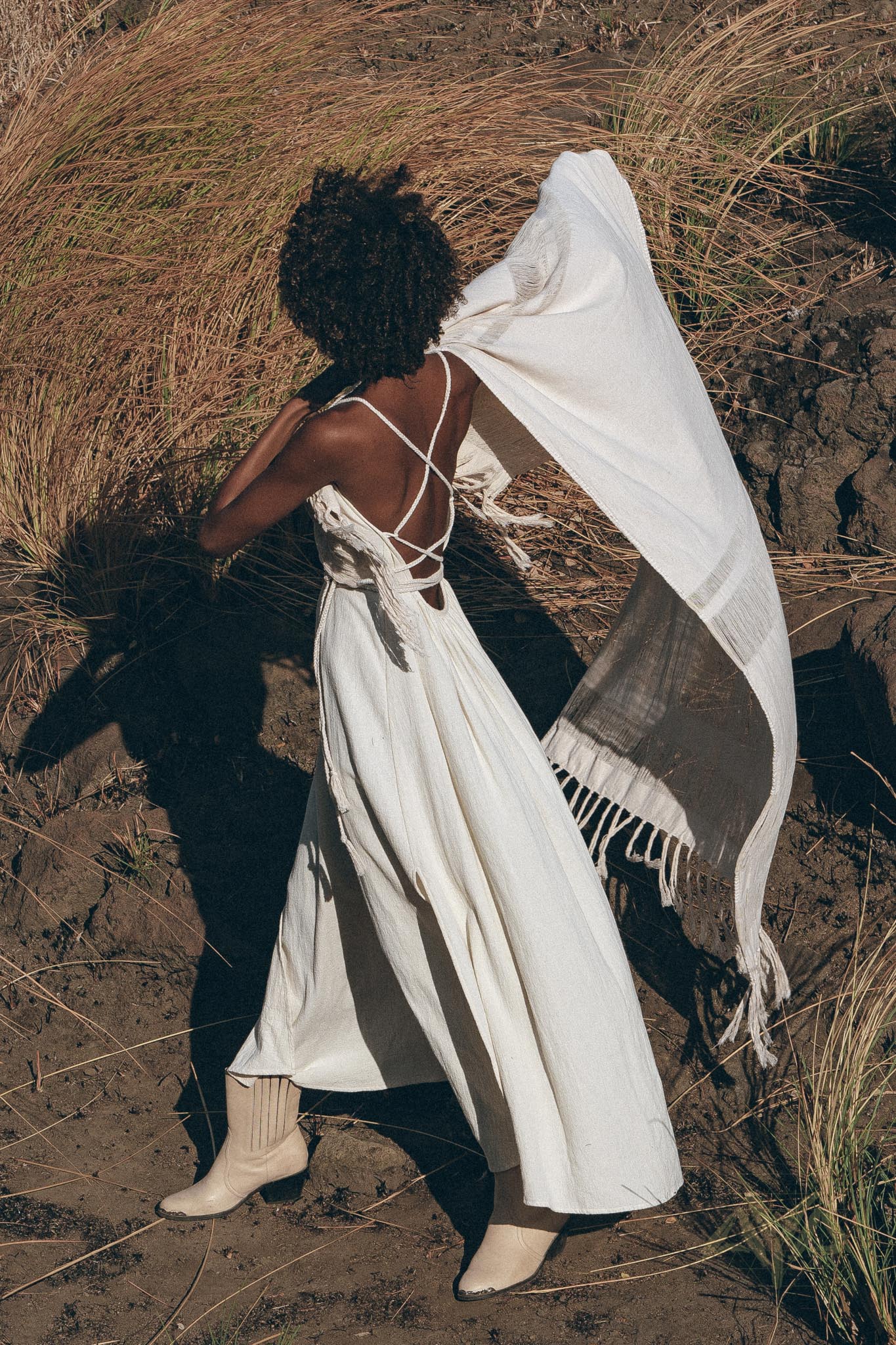 Off - White Organic Cotton Bohemian Dress • Simple Wedding Dress - AYA SW IDR