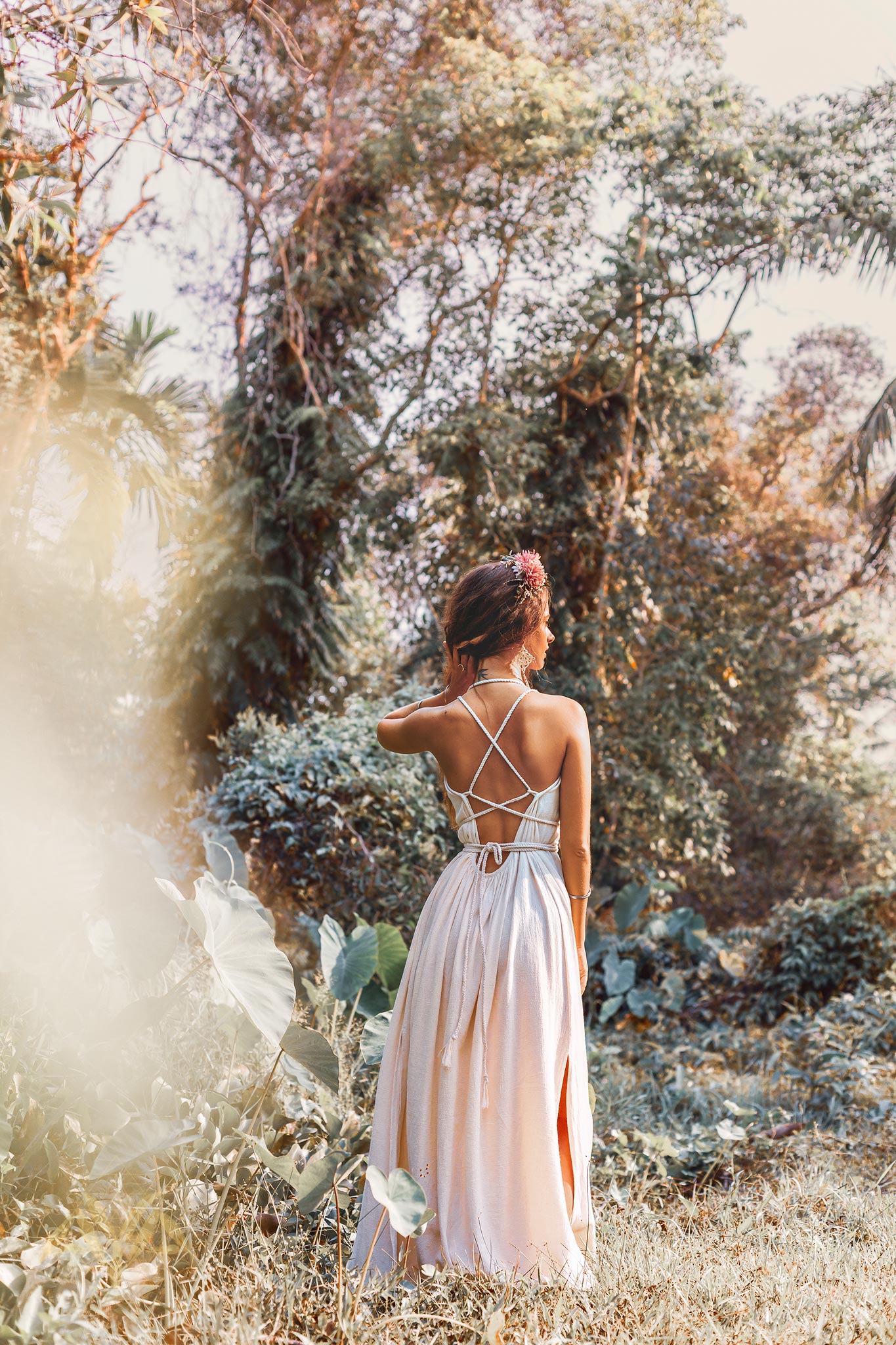 Off - White Organic Cotton Bohemian Dress • Simple Wedding Dress - AYA SW IDR