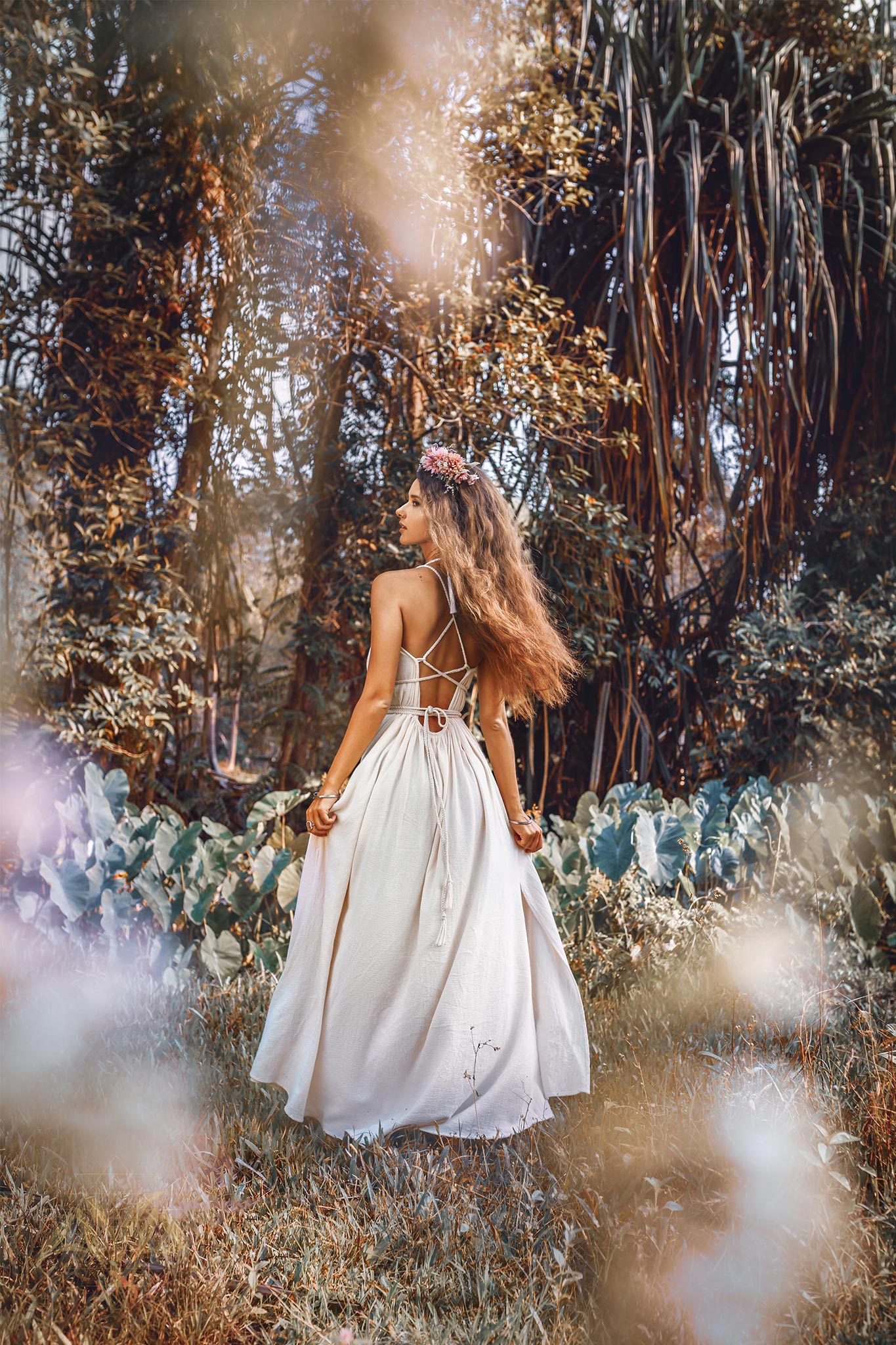 Off - White Organic Cotton Bohemian Dress • Simple Wedding Dress - AYA SW IDR