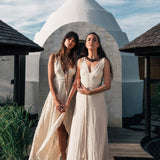 Off - White Organic Hand Loomed Boho Simple Wedding Dress - AYA SW IDR