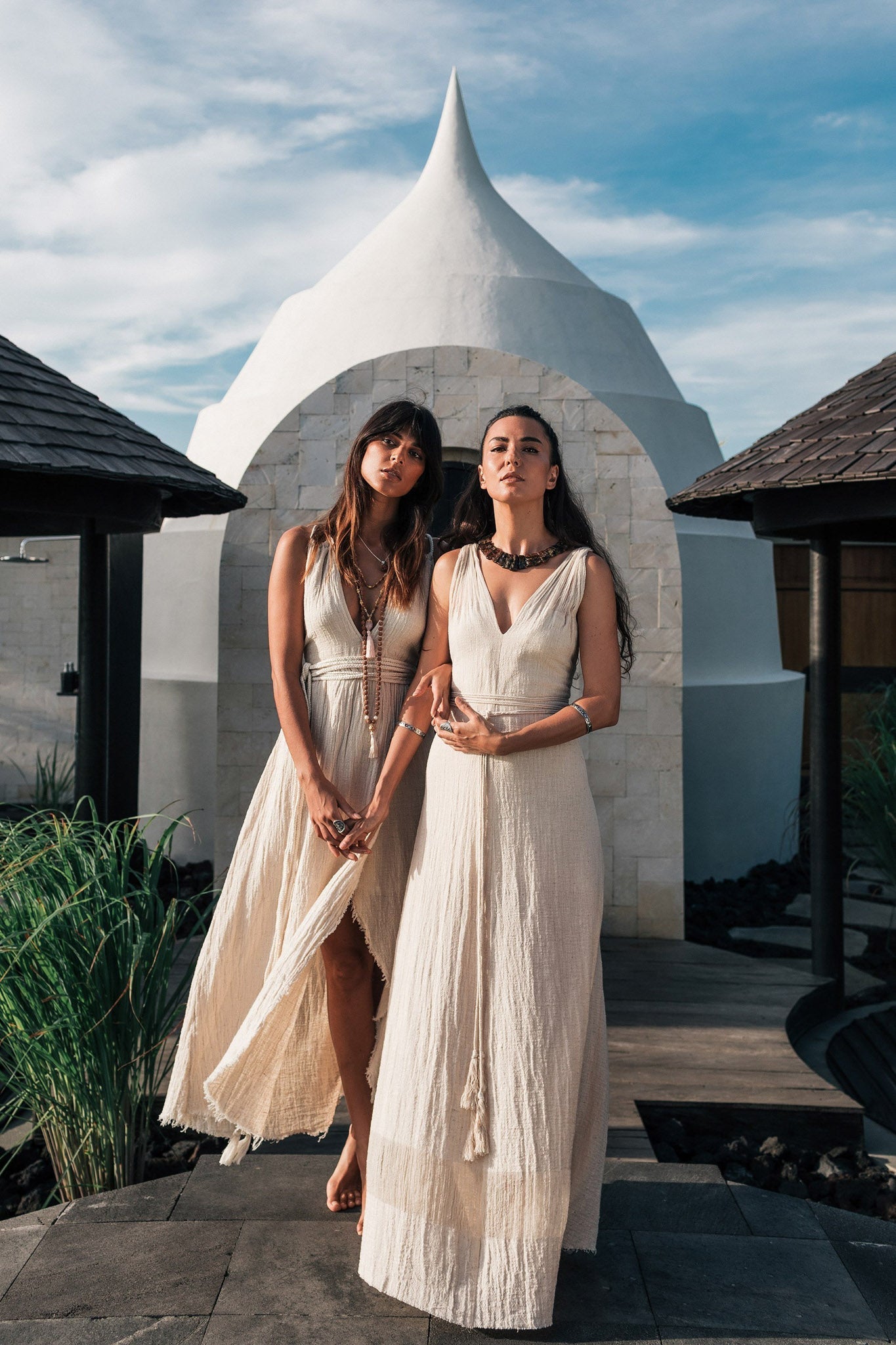 Off - White Organic Hand Loomed Boho Simple Wedding Dress - AYA SW IDR