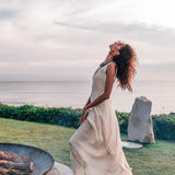 Off - White Organic Hand Loomed Boho Simple Wedding Dress - AYA SW IDR